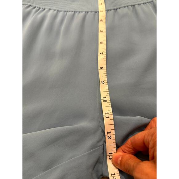 Theory 100% Silk Split Hem Wide Leg Side Striped Trousers, Light Blue, Size M - Picture 6 of 9